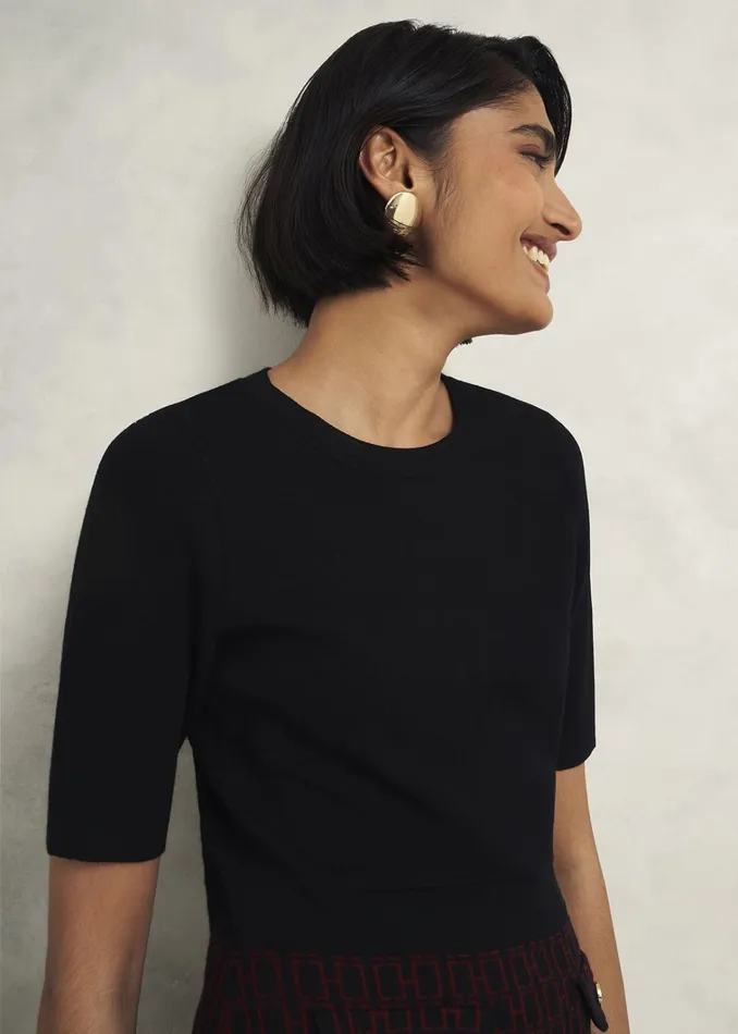 Women Perrie Knitted Dress Black Rhubarb Hobbs Dresses and Jumpsuits