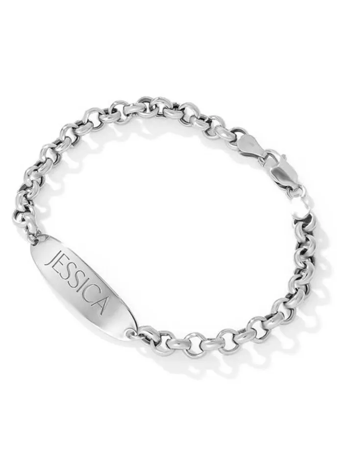 Women Personalized ID Bracelet In Sterling Silver Jessica Simpson Bracelets
