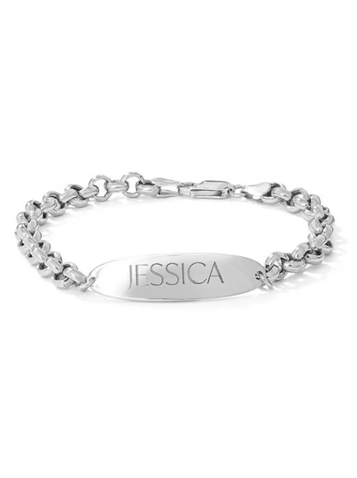 Women Personalized ID Bracelet In Sterling Silver Jessica Simpson Bracelets