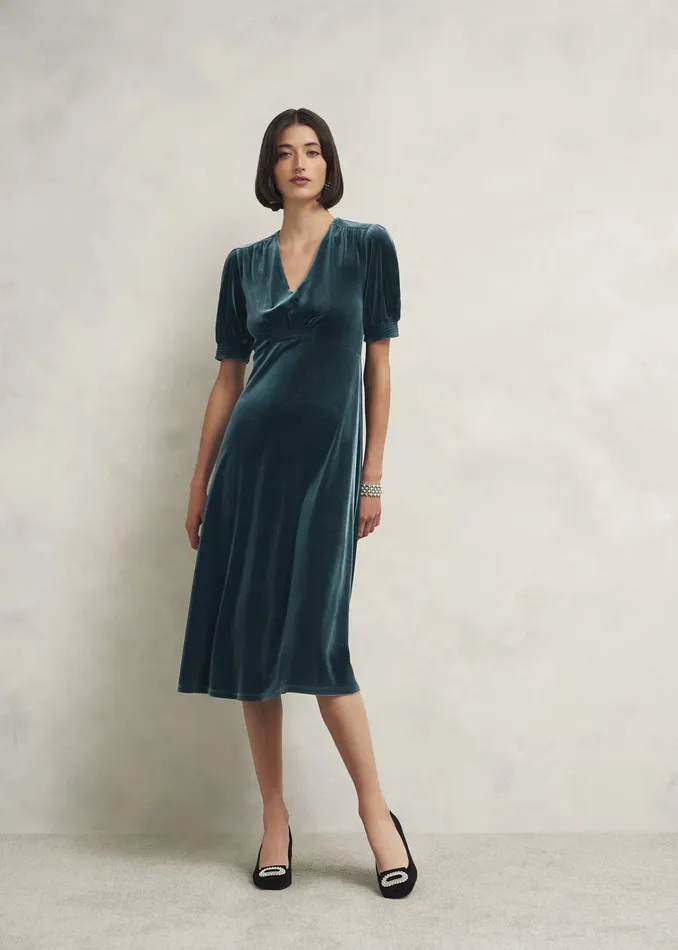 Women Petite Dormer Velvet Dress Evergreen Hobbs Dresses and Jumpsuits