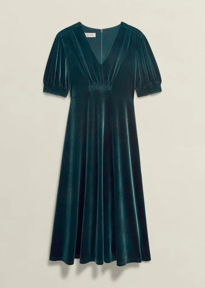 Women Petite Dormer Velvet Dress Evergreen Hobbs Dresses and Jumpsuits
