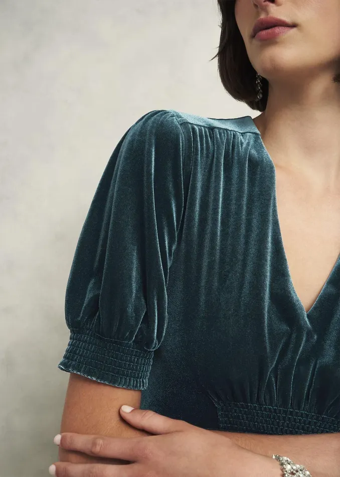 Women Petite Dormer Velvet Dress Evergreen Hobbs Dresses and Jumpsuits