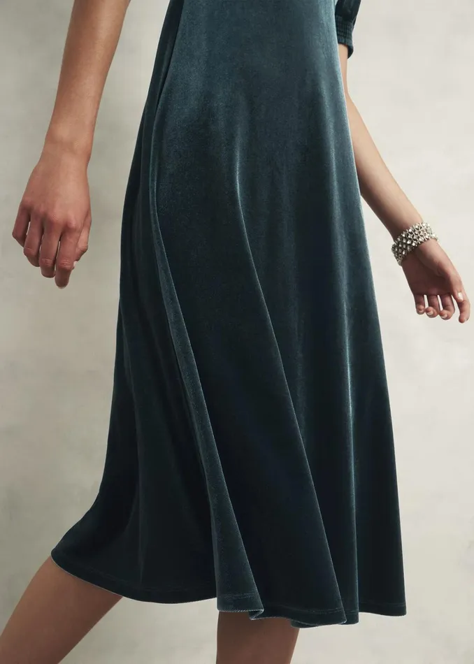 Women Petite Dormer Velvet Dress Evergreen Hobbs Dresses and Jumpsuits