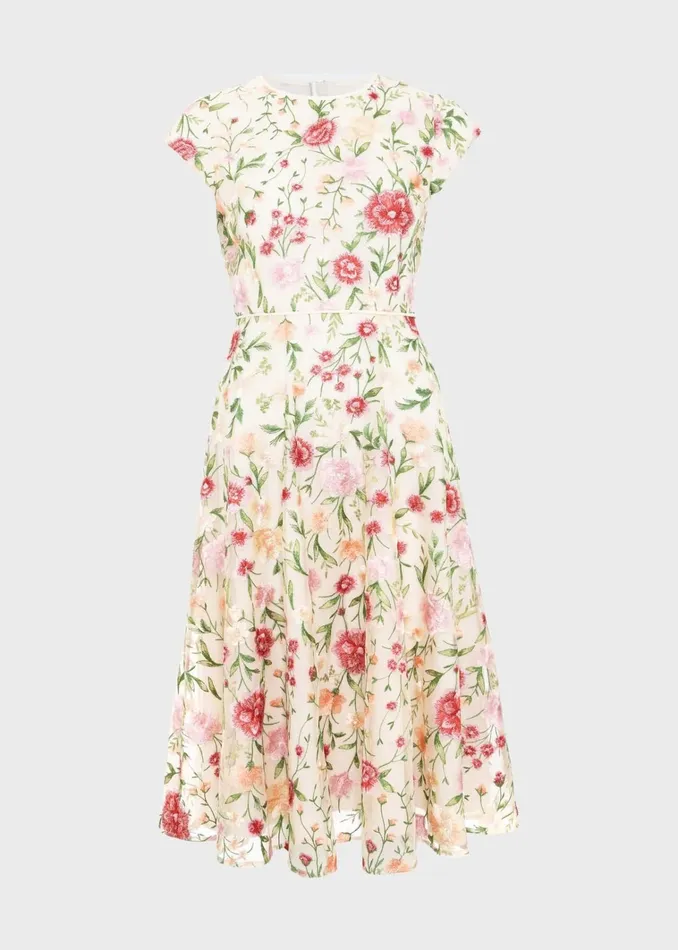 Women Petite Tia Embroidered Dress Cream Multi Hobbs Dresses and Jumpsuits