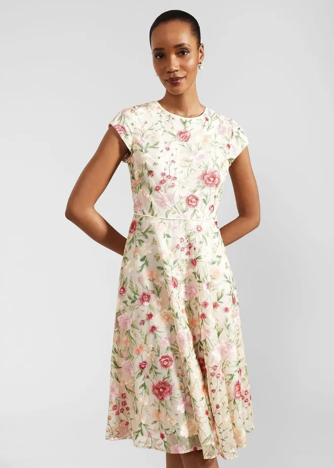 Women Petite Tia Embroidered Dress Cream Multi Hobbs Dresses and Jumpsuits