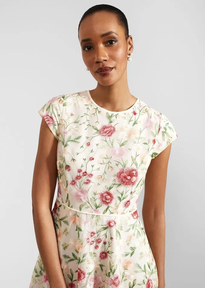 Women Petite Tia Embroidered Dress Cream Multi Hobbs Dresses and Jumpsuits