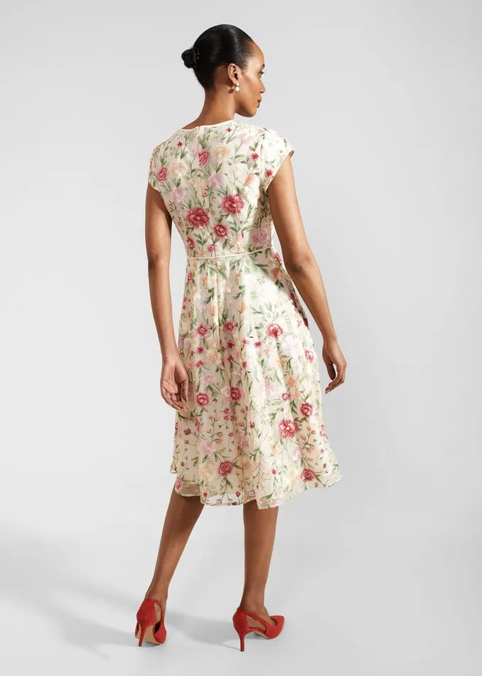 Women Petite Tia Embroidered Dress Cream Multi Hobbs Dresses and Jumpsuits