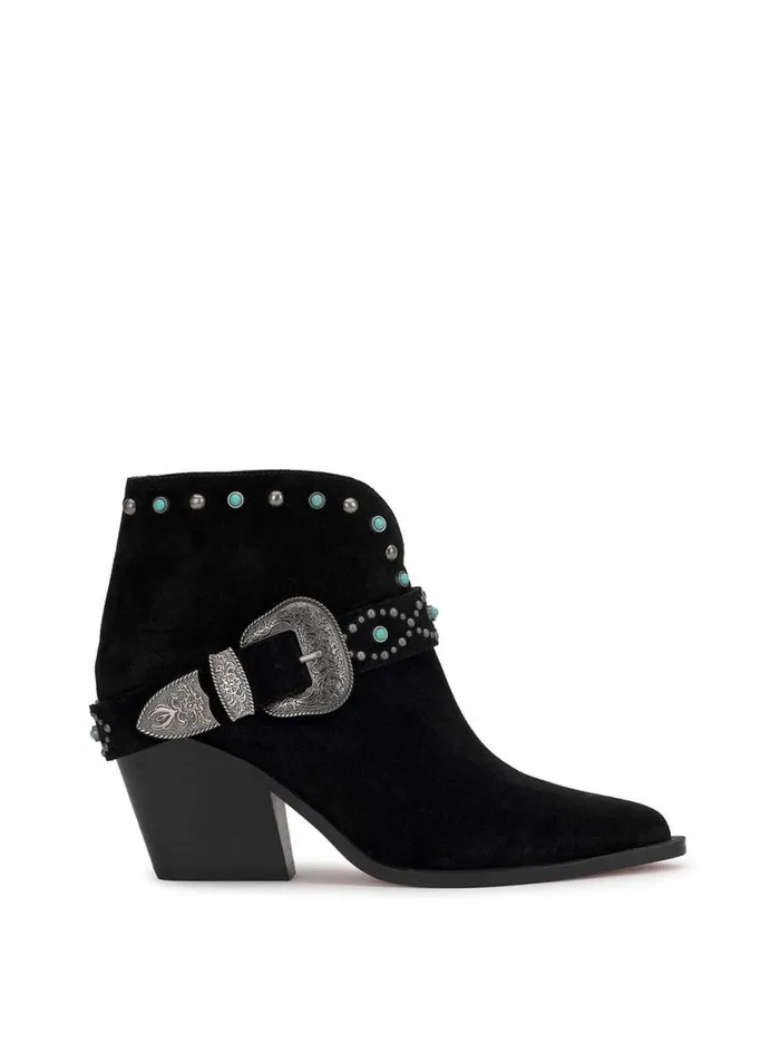 Women Pivvy Western Buckle Bootie In Black Jessica Simpson Boots and Booties
