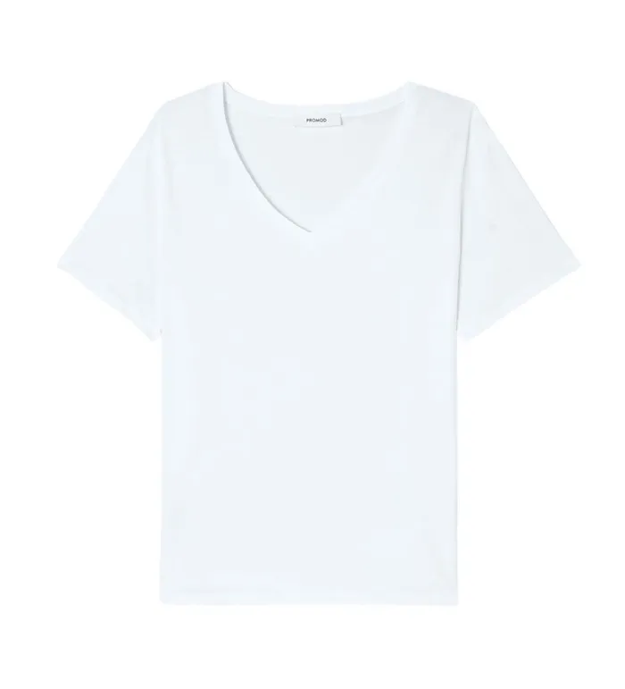 Women Plain VNeckline Top 8211 White Promod Tops Women Plain VNeckline Top 8211 White Promod Tops