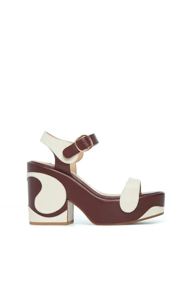 Women Platforms Gabriela Hearst Iris Platform Sandal In Cream Bordeaux Leather