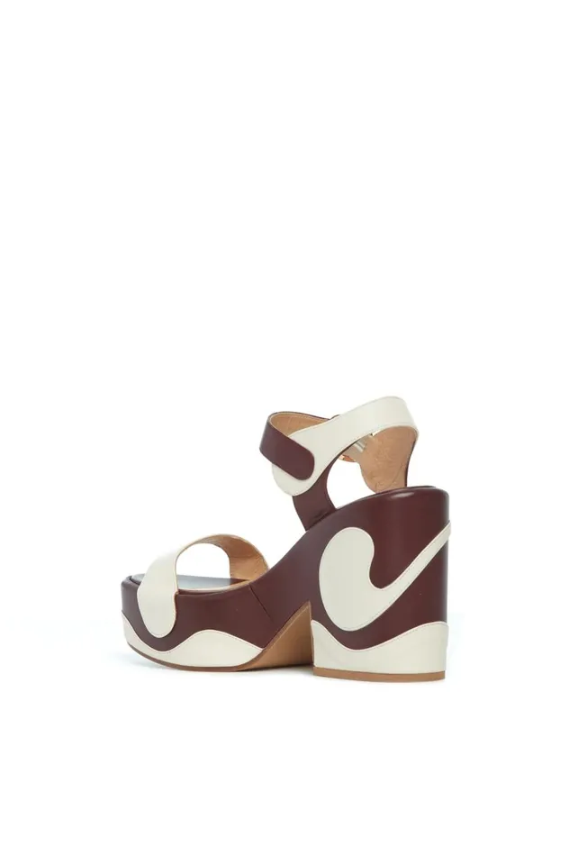 Women Platforms Gabriela Hearst Iris Platform Sandal In Cream Bordeaux Leather