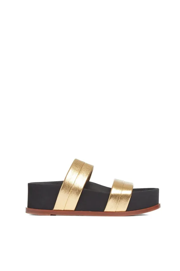 Women Platforms Gabriela Hearst Striker Platform Sandal In Gold Leather