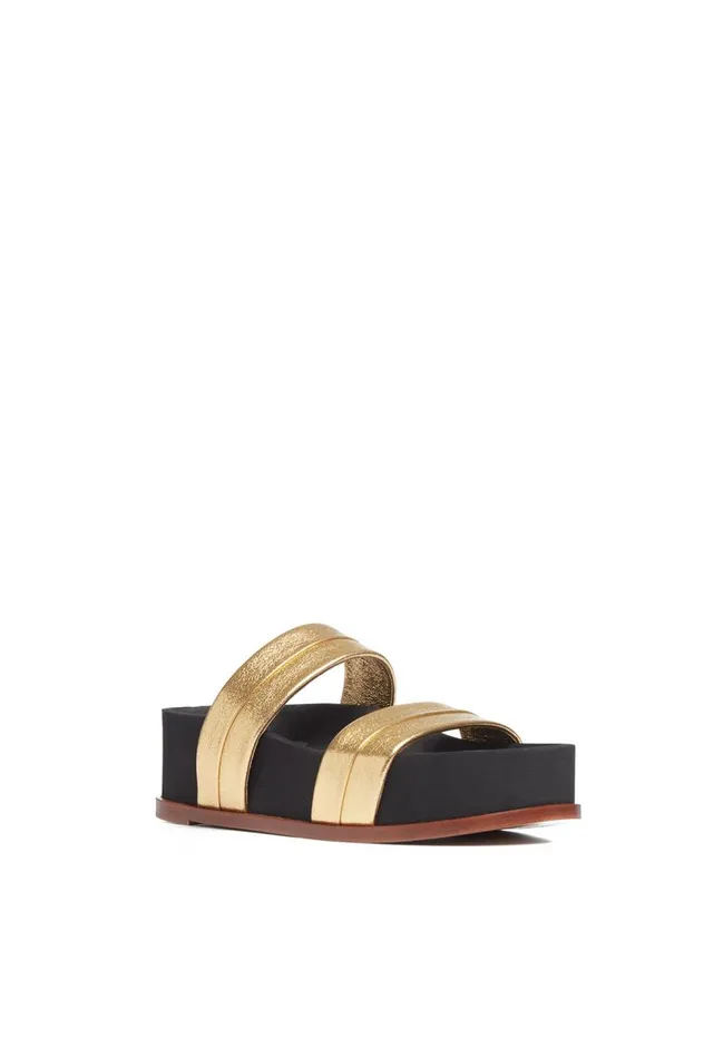 Women Platforms Gabriela Hearst Striker Platform Sandal In Gold Leather