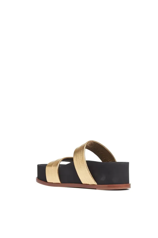 Women Platforms Gabriela Hearst Striker Platform Sandal In Gold Leather