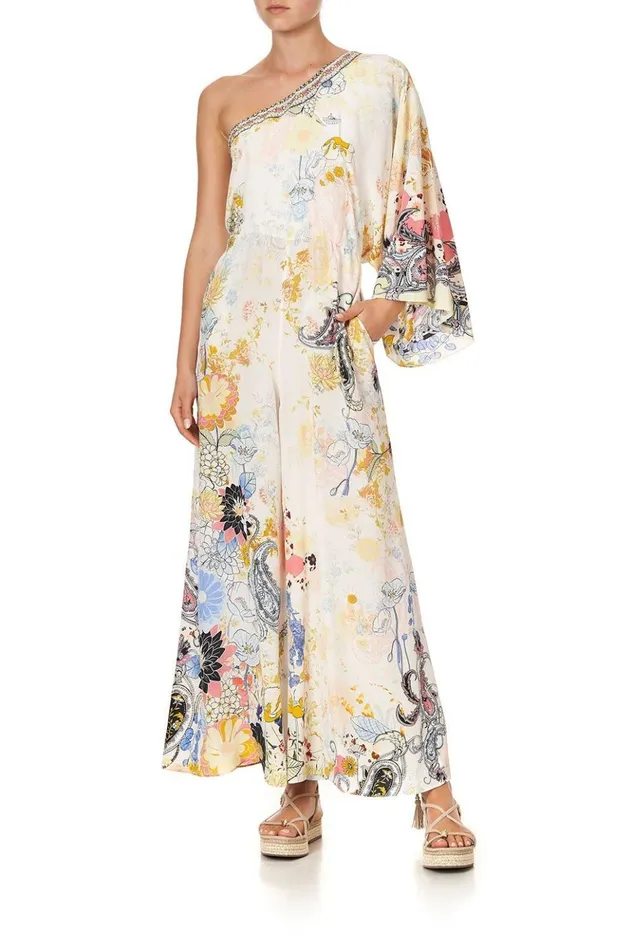 Women Playsuits and Jumpsuits Camilla One Shoulder Flared Jumpsuit Britain Bouquet