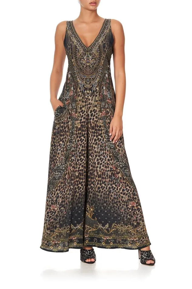 Women Playsuits and Jumpsuits Camilla V Neck Flared Jumpsuit Abingdon Palace