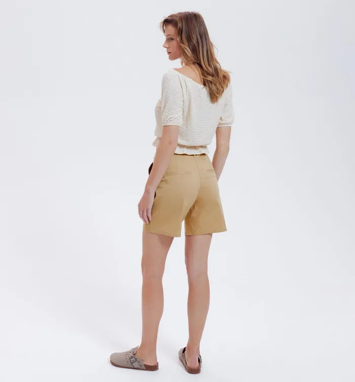 Women Pleat Shorts Belt 8211 Ecru Promod Shorts Women Pleat Shorts Belt 8211 Ecru Promod Shorts