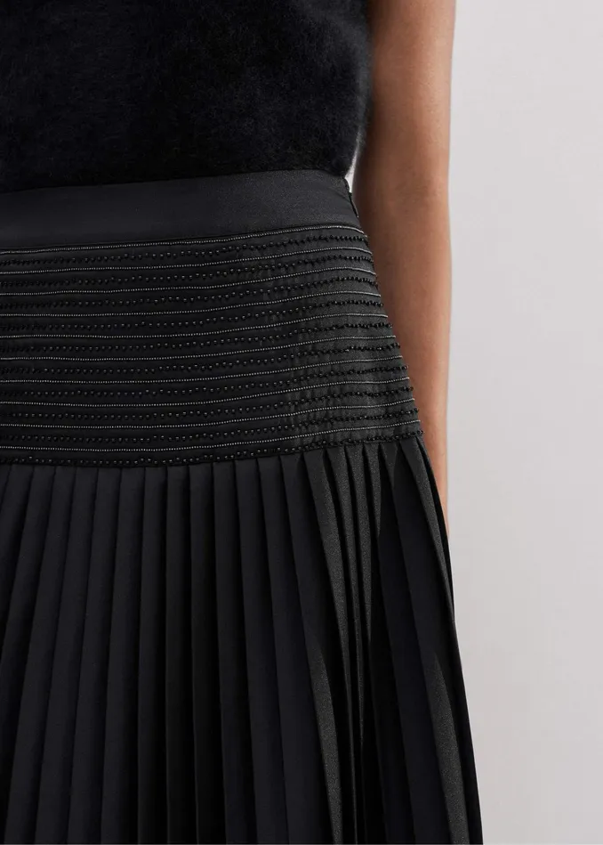 Women Pleated Evening Skirt Black MEEM