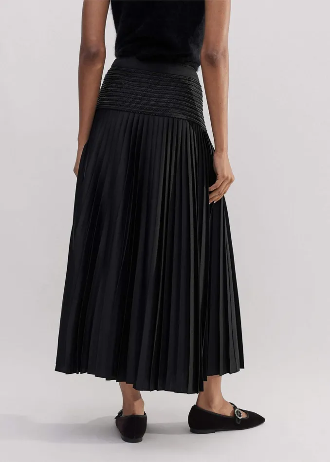 Women Pleated Evening Skirt Black MEEM