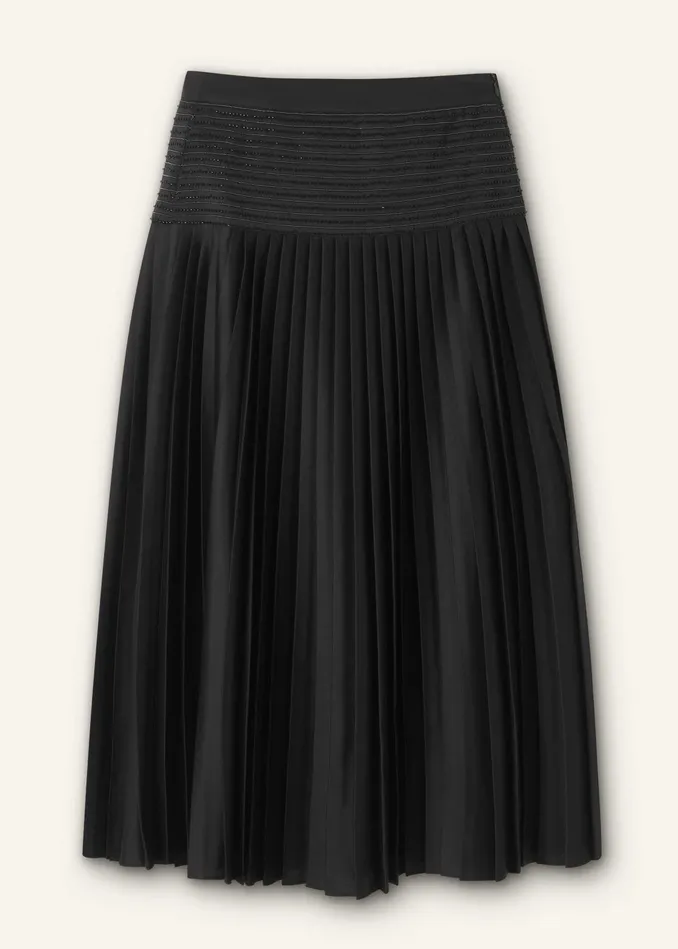 Women Pleated Evening Skirt Black MEEM
