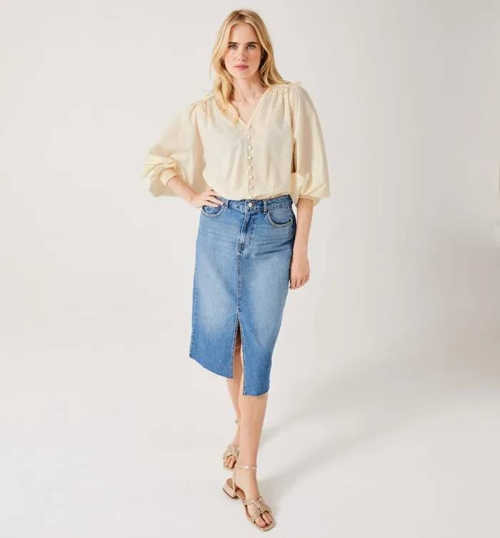 Women Plumetis Cotton Shirt 8211 Ecru Promod Shirts And Tunics Women Plumetis Cotton Shirt 8211 Ecru Promod Shirts And Tunics