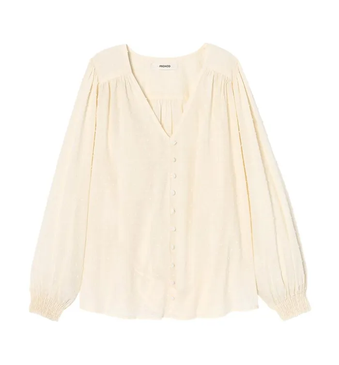 Women Plumetis Cotton Shirt 8211 Ecru Promod Shirts And Tunics Women Plumetis Cotton Shirt 8211 Ecru Promod Shirts And Tunics