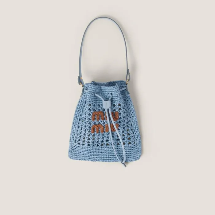Women Pouches Miu Miu Woven Fabric Minibag Celestecognac
