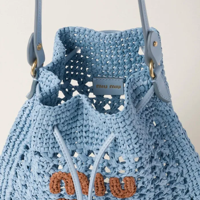 Women Pouches Miu Miu Woven Fabric Minibag Celestecognac Women Pouches Miu Miu Woven Fabric Minibag Celestecognac