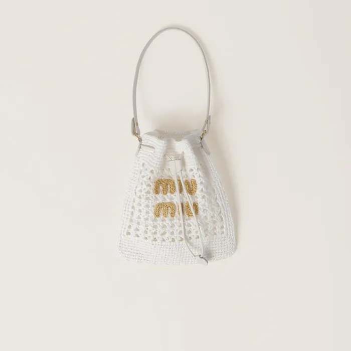 Women Pouches Miu Miu Woven Fabric Minibag Whitebeige
