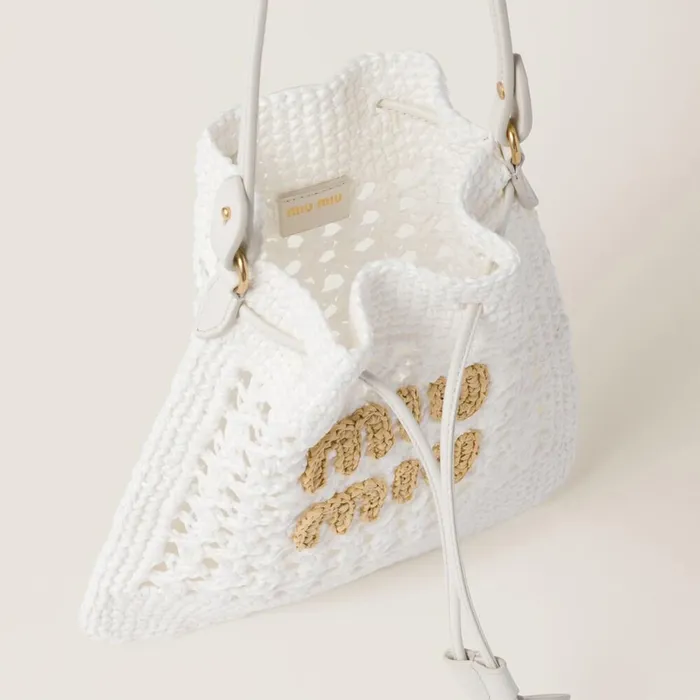 Women Pouches Miu Miu Woven Fabric Minibag Whitebeige Women Pouches Miu Miu Woven Fabric Minibag Whitebeige