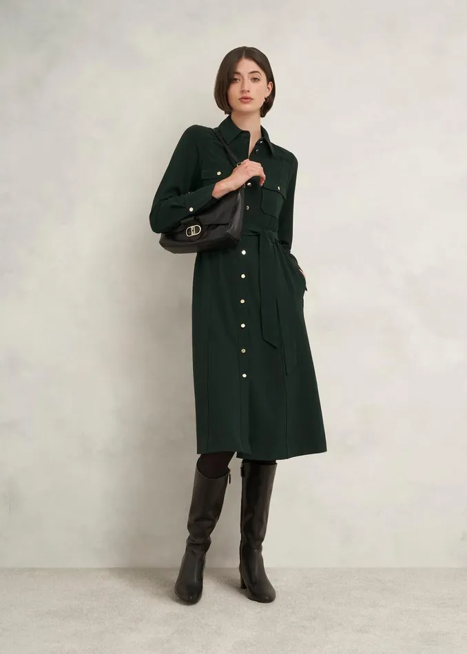 Women Pricilla Shirt Dress Rich Green Hobbs Dresses and Jumpsuits
