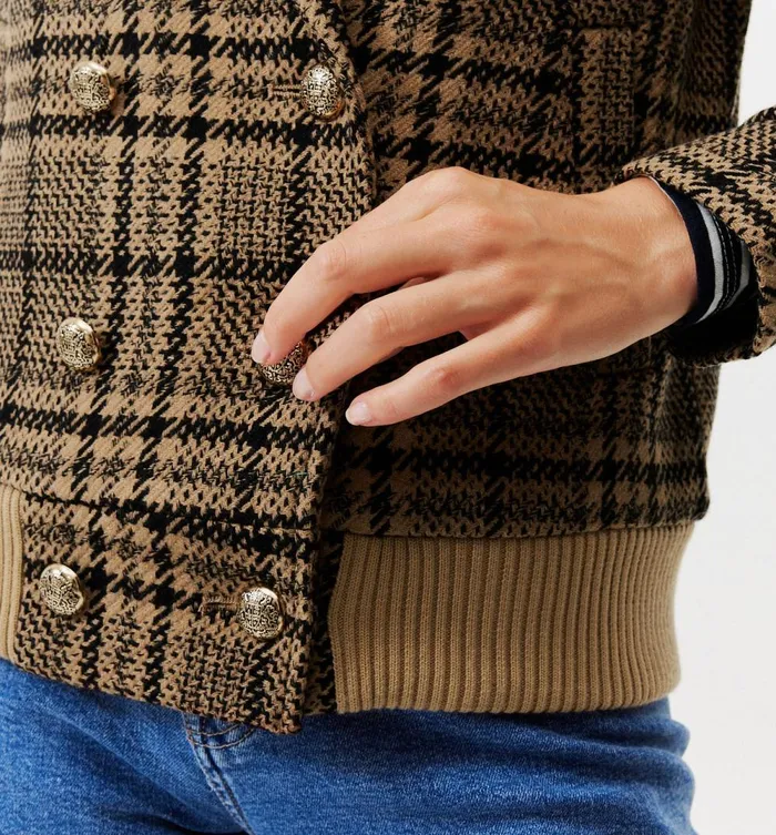 Women PrinceOfWales Checked Jacket 8211 Chestnut Brown Print Promod Jackets Women PrinceOfWales Checked Jacket 8211 Chestnut Brown Print Promod Jackets