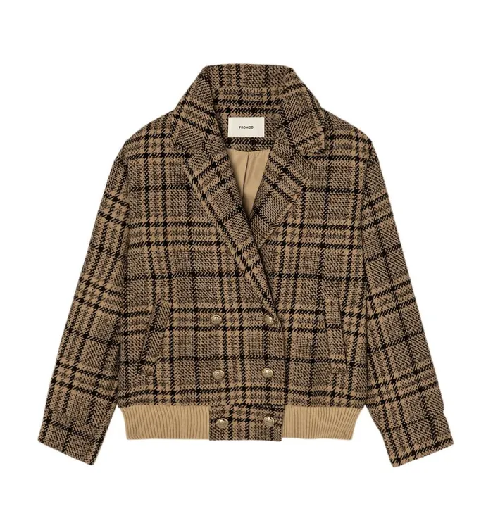 Women PrinceOfWales Checked Jacket 8211 Chestnut Brown Print Promod Jackets Women PrinceOfWales Checked Jacket 8211 Chestnut Brown Print Promod Jackets