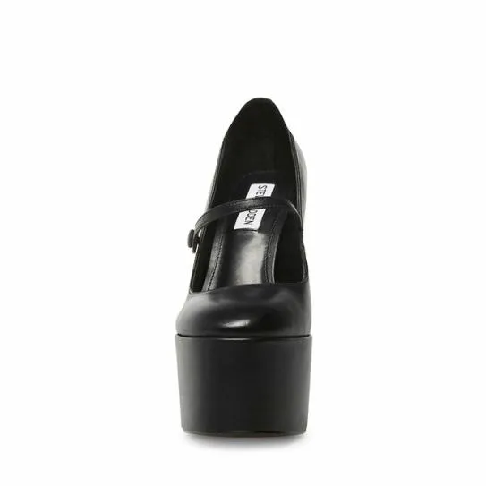 Women PRISILA BLACK LEATHER Black Leather Steve Madden Heels