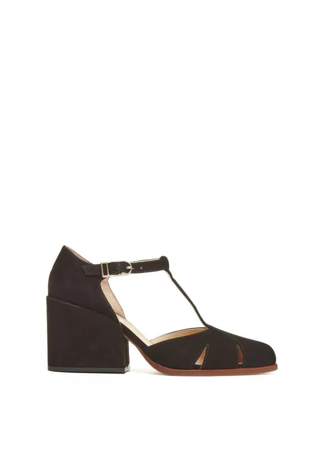 Women Pumps Gabriela Hearst Hawes TStrap Heel In Black Suede