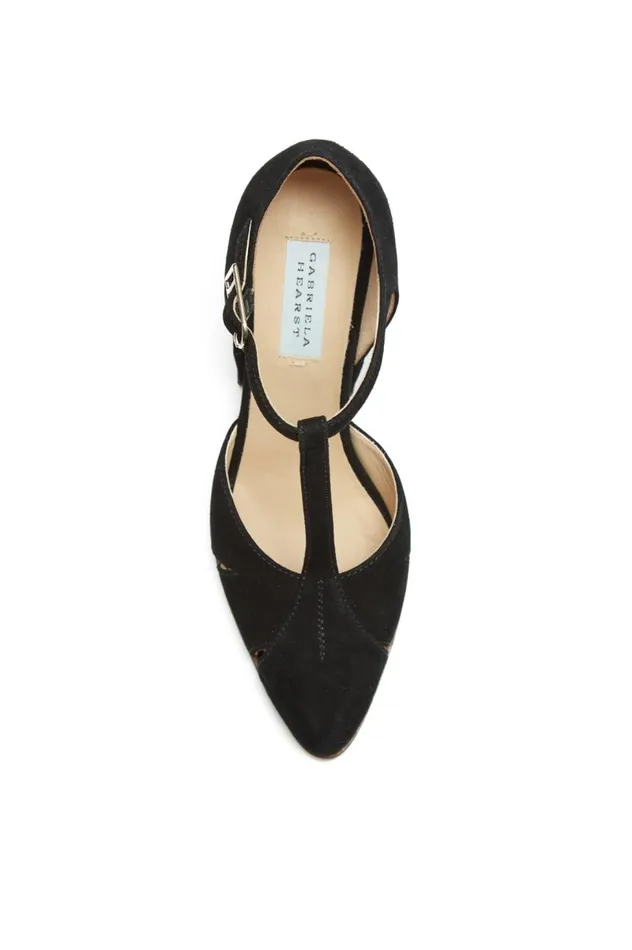 Women Pumps Gabriela Hearst Hawes TStrap Heel In Black Suede