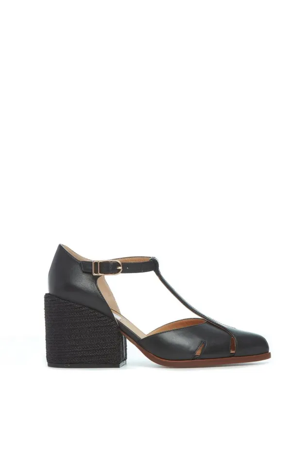 Women Pumps Gabriela Hearst Ivy Block Heeled Pump In Black Leather