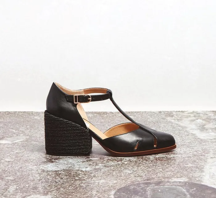 Women Pumps Gabriela Hearst Ivy Block Heeled Pump In Black Leather