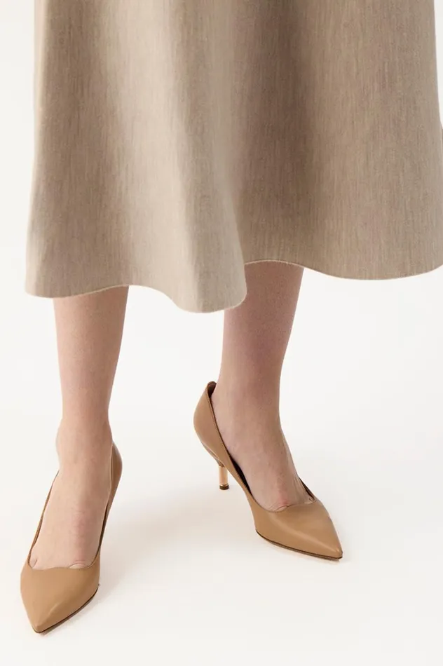 Women Pumps Gabriela Hearst Sofia Low Heel Pump In Dark Camel Leather