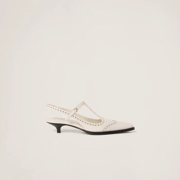 Women Pumps Miu Miu Brushed Leather Brogue Slingback Tstrap Pumps Ivoryblack Women Pumps Miu Miu Brushed Leather Brogue Slingback Tstrap Pumps Ivoryblack