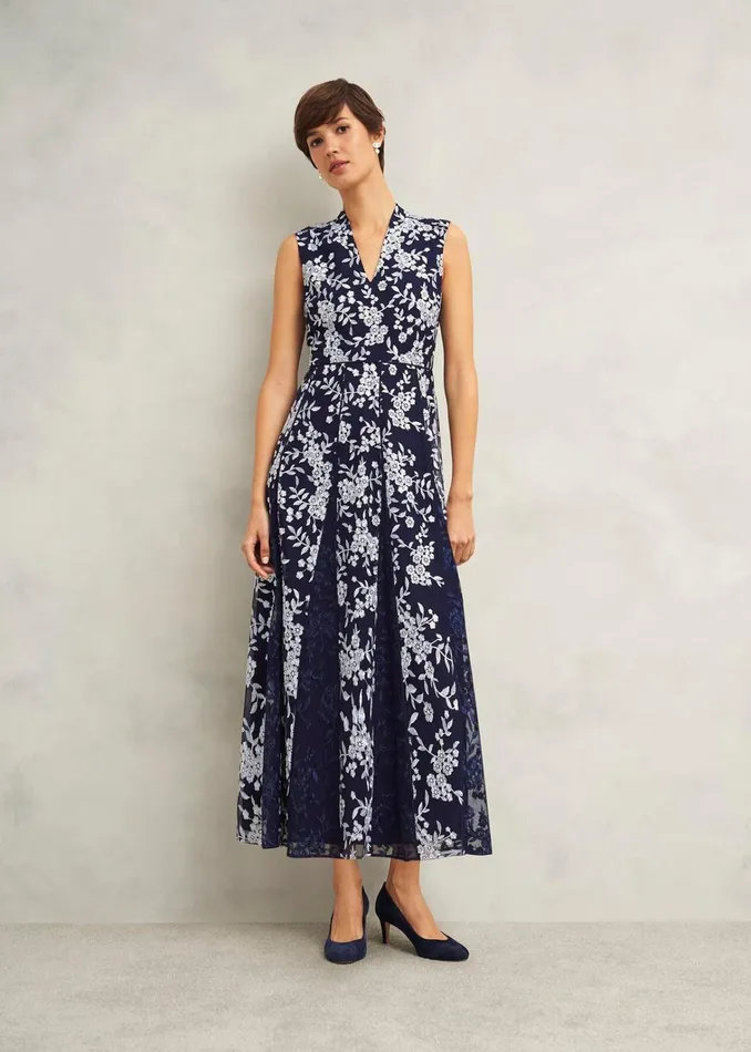 Women Quin Embroidered Dress Midnight Ivory Hobbs Dresses and Jumpsuits