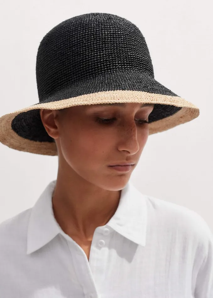 Women Raffia Hat Blacknatural MEEM