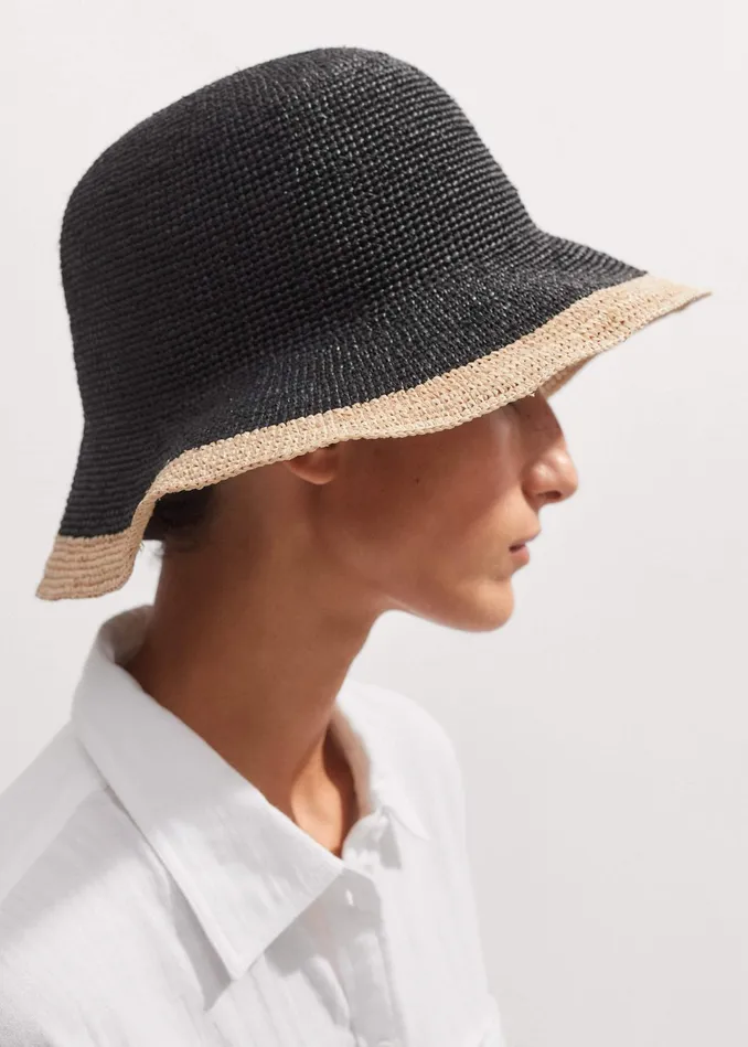 Women Raffia Hat Blacknatural MEEM