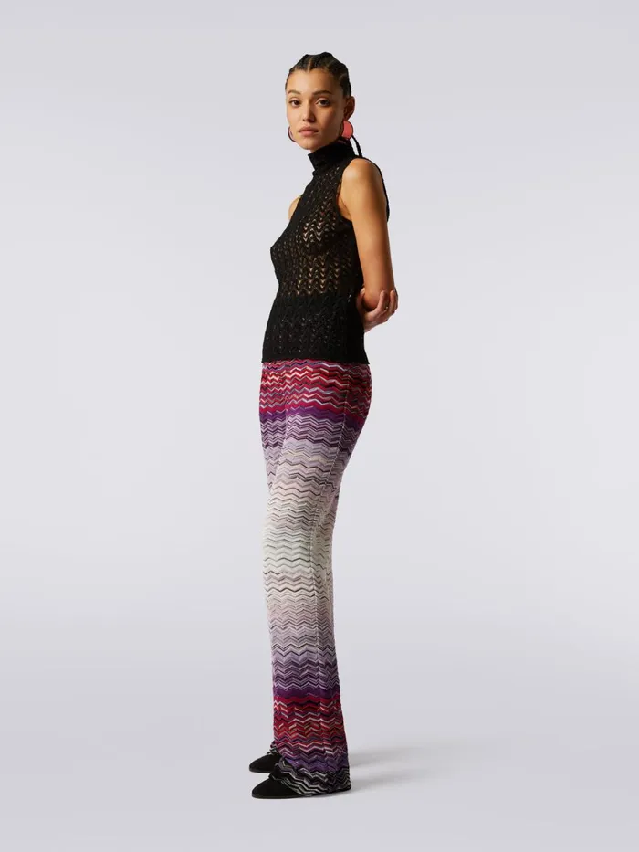 Women Raschel Knit Wool And Viscose Sleeveless Top Black Missoni Tshirts And Tops