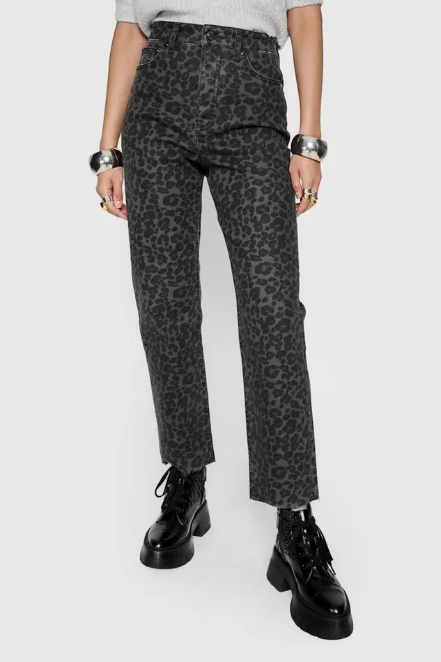 Women Rebecca Minkoff Bottoms Ezra Printed Denim Grey Leopard Women Rebecca Minkoff Bottoms Ezra Printed Denim Grey Leopard