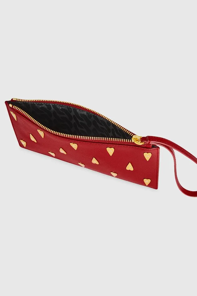 Women Rebecca Minkoff Clutches Medium Heart Studded Pouch Chili Women Rebecca Minkoff Clutches Medium Heart Studded Pouch Chili