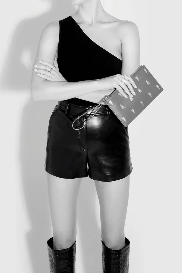 Women Rebecca Minkoff Clutches Medium Heart Studded Pouch Chili Women Rebecca Minkoff Clutches Medium Heart Studded Pouch Chili
