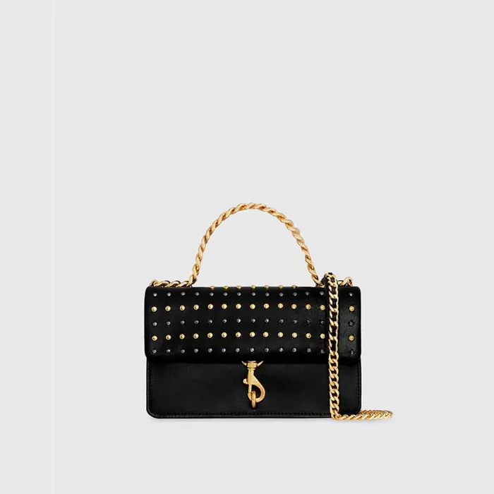 Women Rebecca Minkoff Crossbody Bags Edie Studded Mini Crossbody On A Chain Black Women Rebecca Minkoff Crossbody Bags Edie Studded Mini Crossbody On A Chain Black