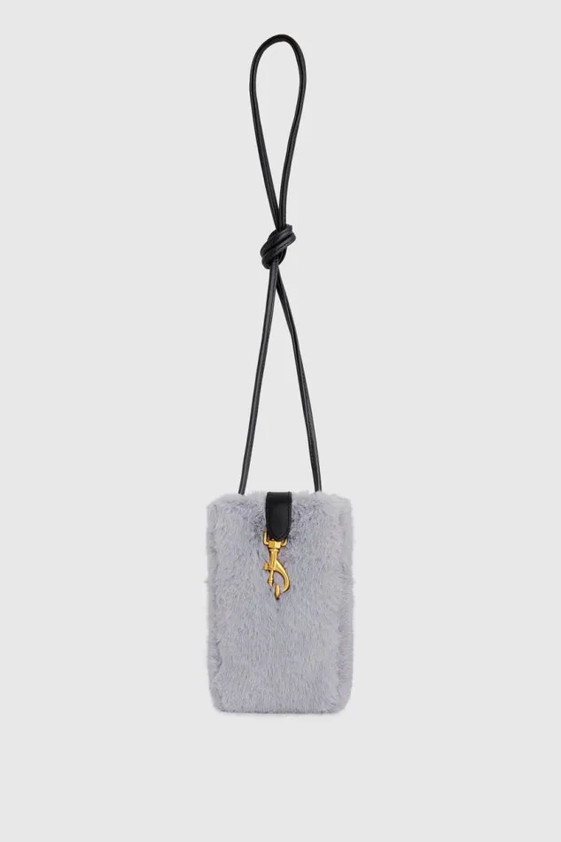 Women Rebecca Minkoff Crossbody Bags Fur Phone Crossbody Light Grey