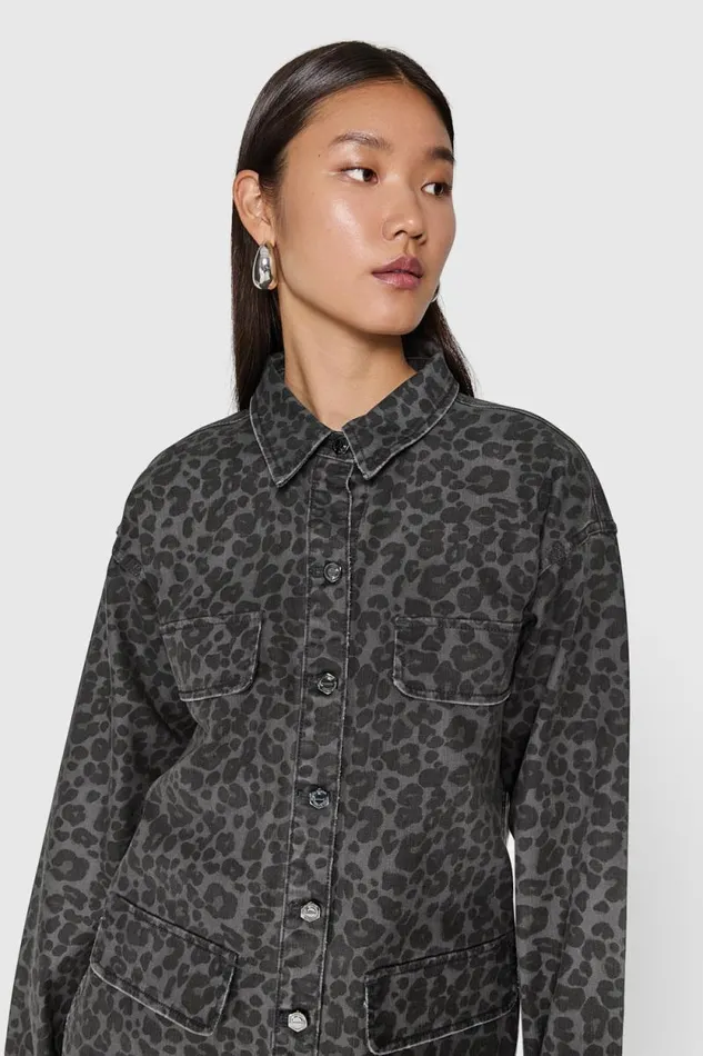 Women Rebecca Minkoff Dresses Alfie Leopard Utility Dress Grey Leopard Women Rebecca Minkoff Dresses Alfie Leopard Utility Dress Grey Leopard